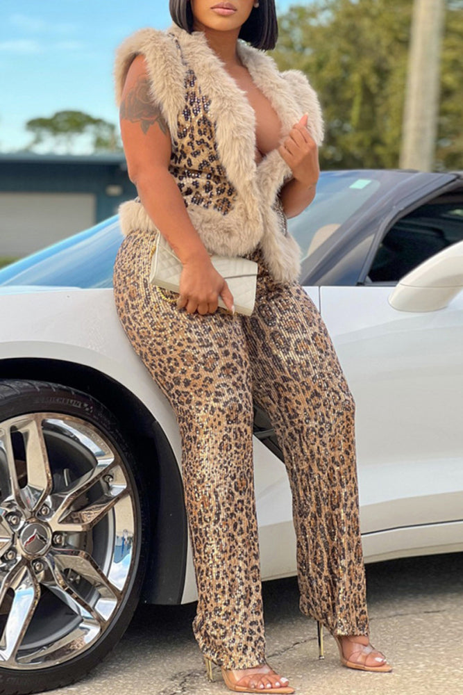 Fierce Allure Faux Fur Jumpsuit