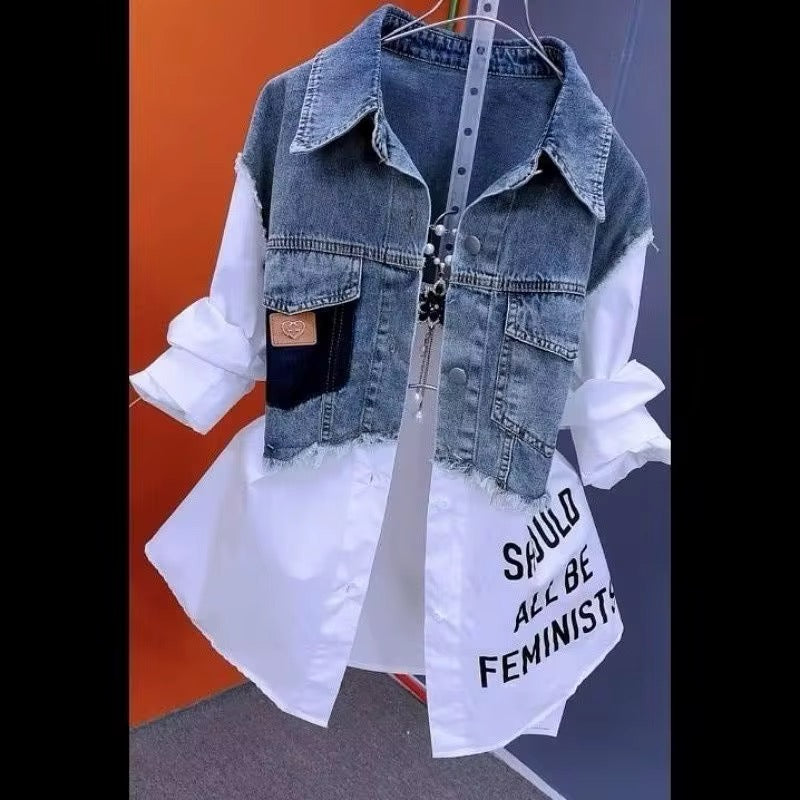 Harbor Haze – Striped Denim Coat for Her | Spring/Autumn Look