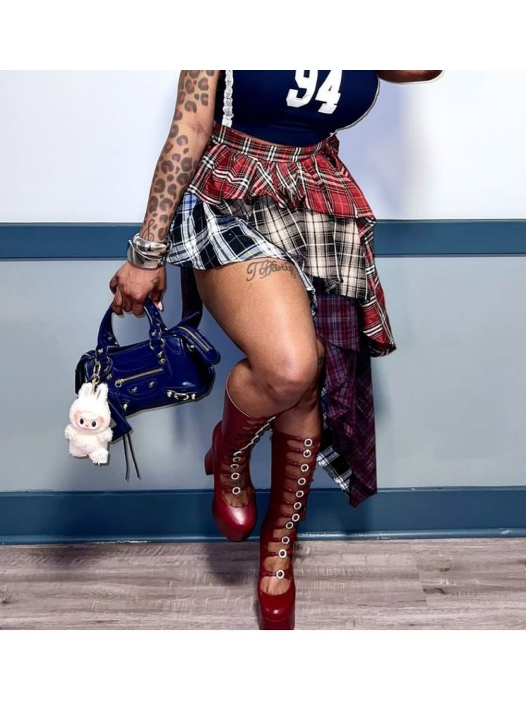Urban Plaid Cascade Skirt