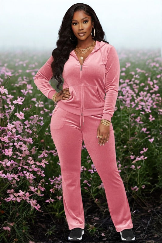 Opal Comfort Curve Velour Zip-Up Lounge Set